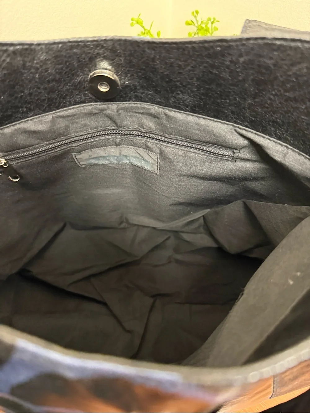 Braciano Black Tote Bag with Blue Pattern NWT